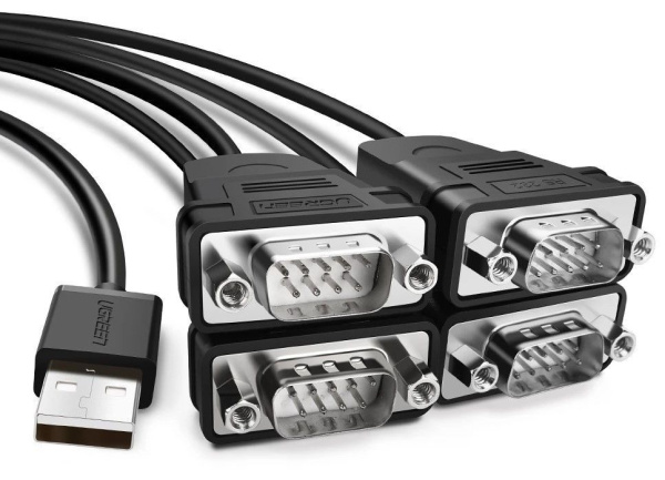 30770 Кабель UGREEN US229 USB в 4хDB9 RS-232, цвет: серый, 1.5M